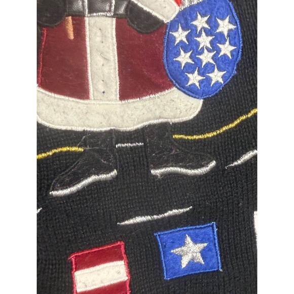 Americana Christmas Sweater Vest Black Vtg Plus 1X Country Santa Bear Snowman - Picture 7 of 9